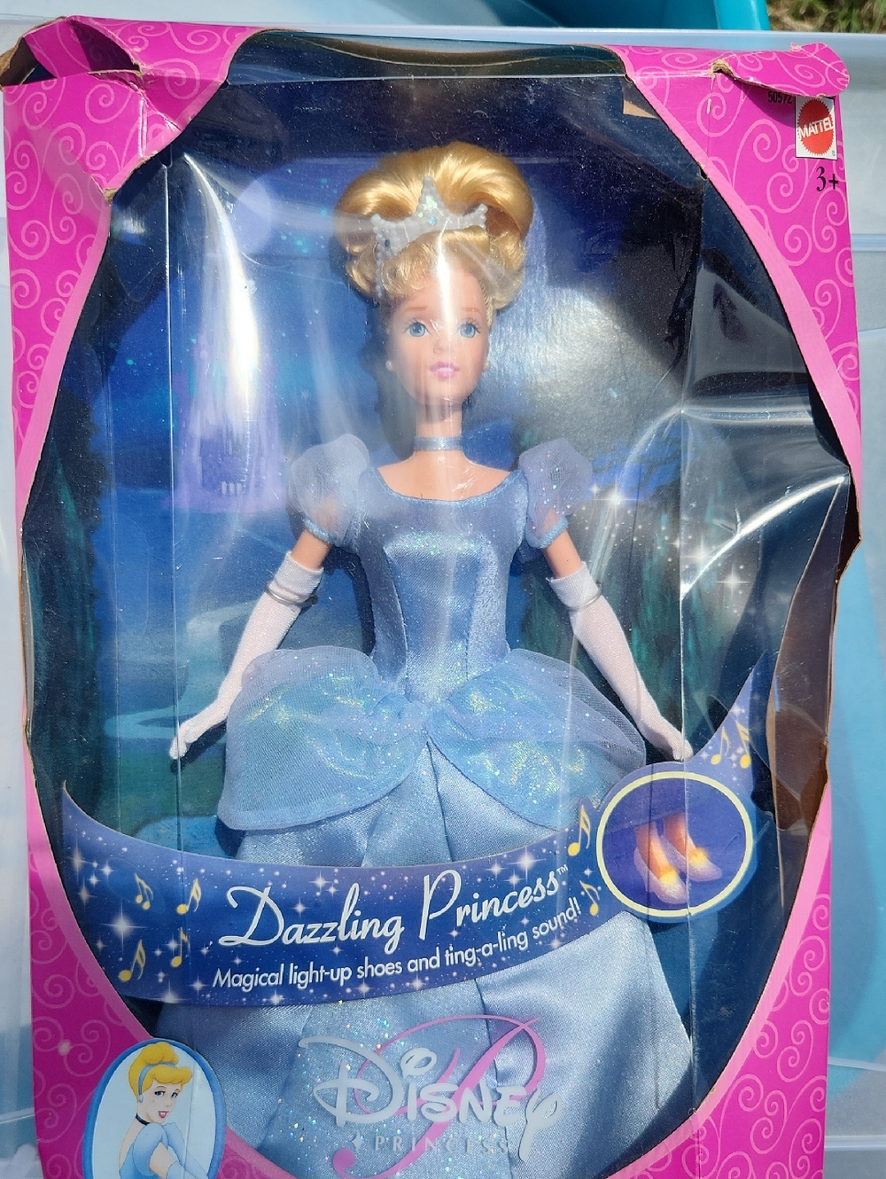 Disney Cinderella Sparkling Light-Up Doll - Blue and White , Year 2000